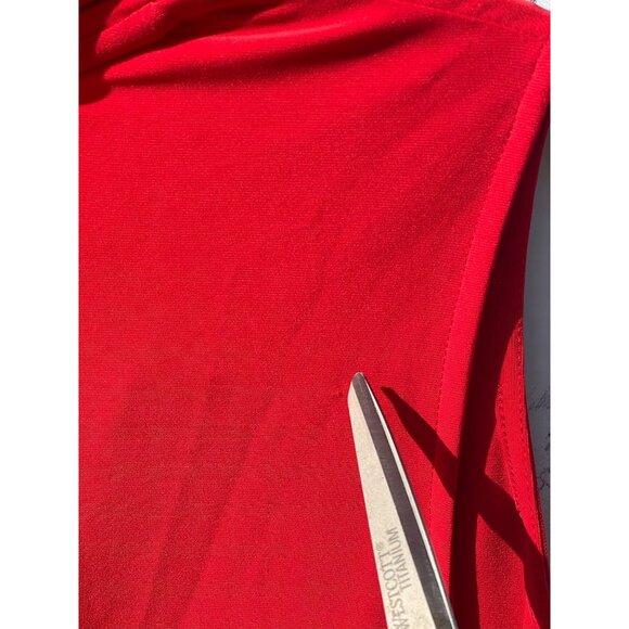 Anne Klein Red Sleeveless V-Neck Womens Top With Draped Collar Sz OX Flaws - Picture 5 of 10